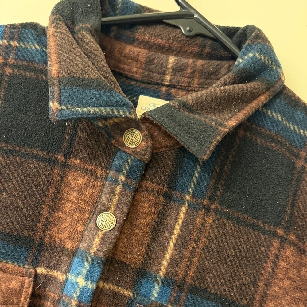 ** O’Neil ** Fleece warm Brown and Blue Plaid Shirt - small - Picture 2 of 9